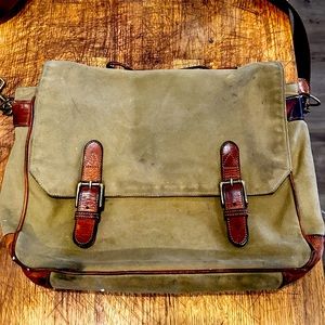 Frank & Oak Leather and Canvas Messenger Bag